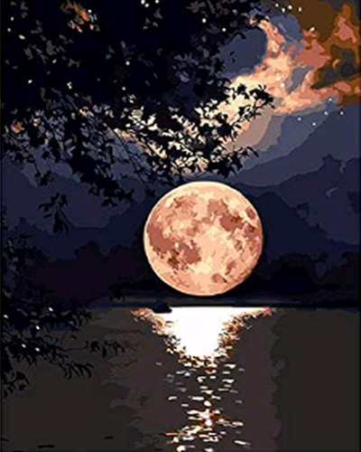 peinture par numéros | Reflets de Lune sur le Lac | nouveautés paysages facile | FiguredArt