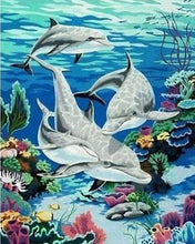 Charger l&#39;image dans la galerie, peinture par numéros | Rencontre avec les Dauphins | animaux dauphins intermédiaire | FiguredArt