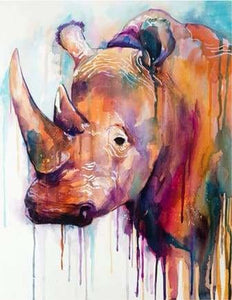 peinture par numéros | Rhinocéros Abstrait | animaux complexe rhinocéros | FiguredArt