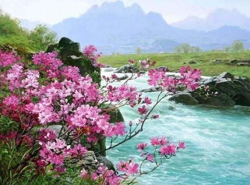 peinture par numéros | Rivière Sauvage | complexe fleurs paysages | FiguredArt