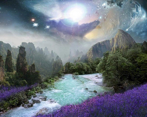 peinture par numéros | Rivière sauvage sous La Lune | nouveautés paysages complexe | FiguredArt