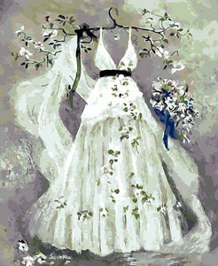 peinture par numéros | Robe de Mariée | fleurs intermédiaire romantique | FiguredArt