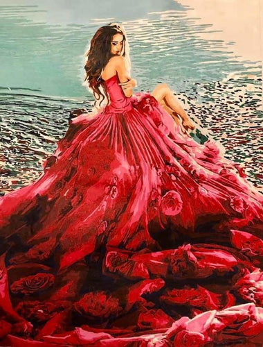 peinture par numéros | Robe rouge | complexe romantique | FiguredArt