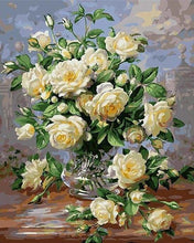 Charger l&#39;image dans la galerie, peinture par numéros | Roses blanches | complexe fleurs | FiguredArt