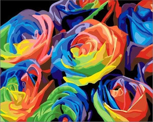 peinture par numéros | Roses Multicolores | facile fleurs Pop Art | FiguredArt