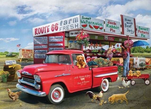peinture par numéros | Route 66 | complexe vintage voitures et motos | FiguredArt