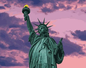 peinture par numéros | Statue de la Liberté et Ciel rosé | intermédiaire nouveautés ville | FiguredArt