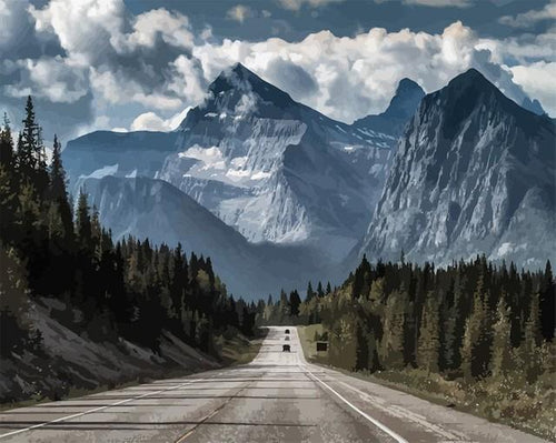 peinture par numéros | Sur la route de montagne | Complexe, montagnes, paysages | FiguredArt