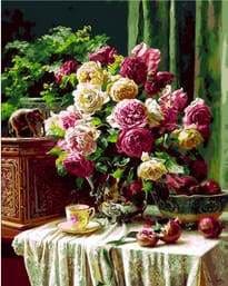 peinture par numéros | Tasse de Café et joli Bouquet | complexe fleurs | FiguredArt