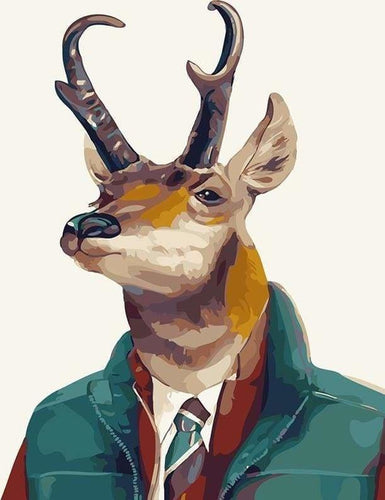 peinture par numéros | Tête de Cerf Dandy | animaux facile rennes et biches | FiguredArt