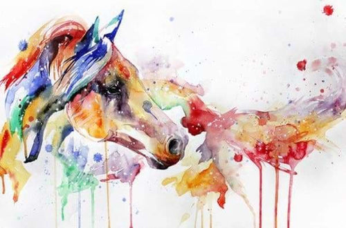 peinture par numéros | Tête de Cheval multicolore | animaux chevaux intermédiaire | FiguredArt