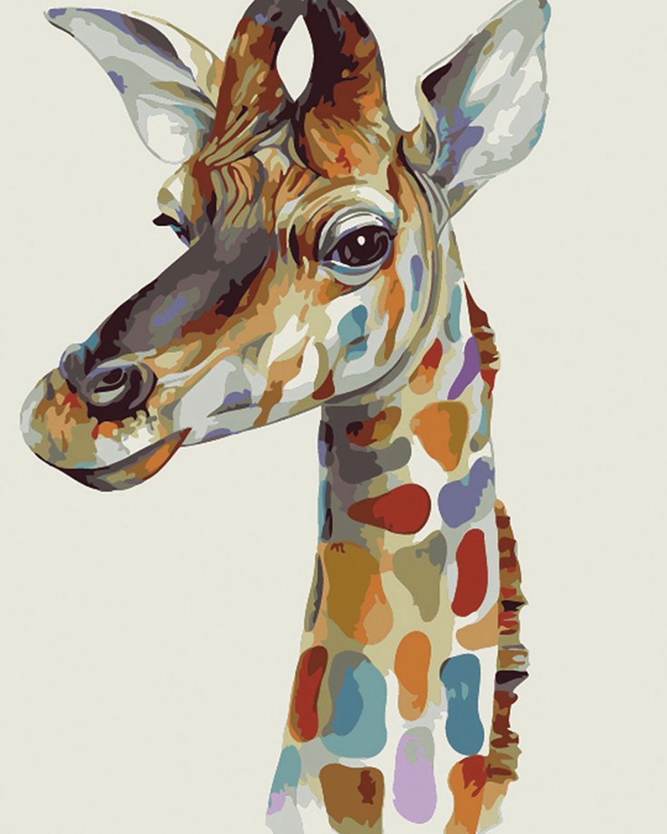 peinture par numéros | Tête de Girafe colorée | animaux, facile, girafes | FiguredArt