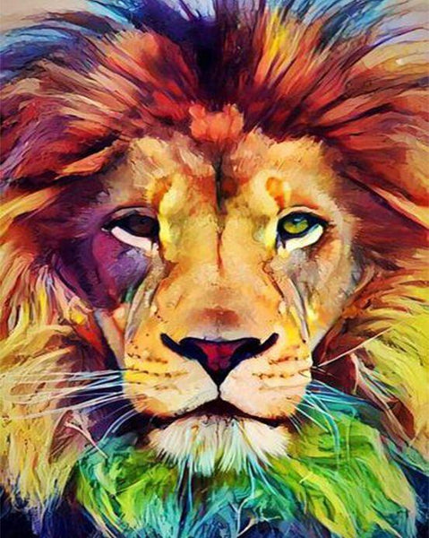 Peinture Par Numéros Animaux Pour Enfants Et Adultes - Kit 4 Tableaux Avec Cadre (tigre, Lion, éléphant, Chien) 20x20cm | Cadeau Créatif