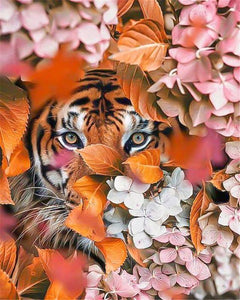 peinture par numéros | Tigre et Fleurs | nouveautés fleurs animaux tigres complexe | FiguredArt