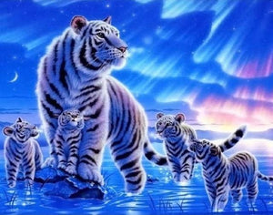 peinture par numéros | Tigres au Soleil Levant | animaux intermédiaire tigres | FiguredArt