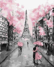 Charger l&#39;image dans la galerie, peinture par numéros | Tour Eiffel au Printemps et arbres en Fleurs | facile ville | FiguredArt