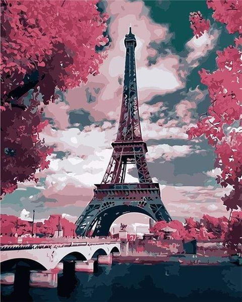 Kit Peinture Par Numéros Tour Eiffel Pour Adultes - Toile 20x30cm Avec Chevalet, Peintures Acryliques, Pinceaux - Loisir Créatif DIY Décoration