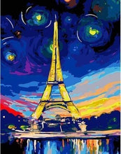 Charger l&#39;image dans la galerie, peinture par numéros | Tour Eiffel colorée | intermédiaire ville | FiguredArt