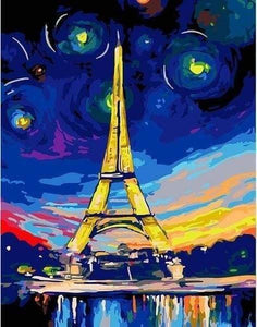 peinture par numéros | Tour Eiffel colorée | intermédiaire ville | FiguredArt