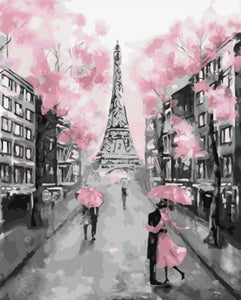 peinture par numéros | Tour Eiffel romantique et couples | facile ville | FiguredArt