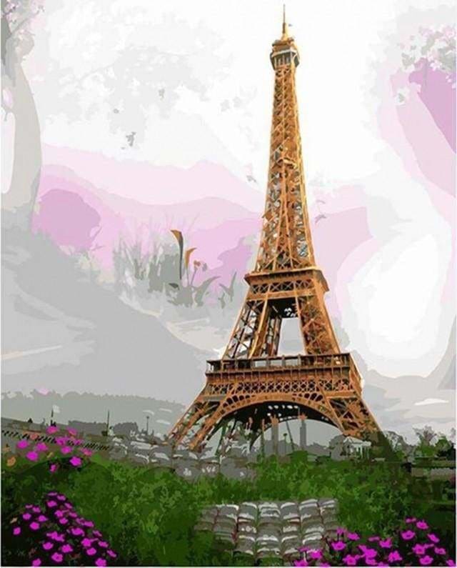 peinture par numéros | Tour Eiffel romantique | intermédiaire ville | FiguredArt