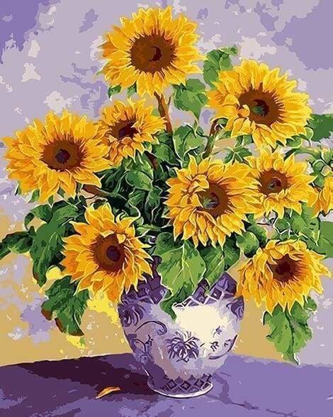peinture par numéros | Tournesols dans un joli Vase | fleurs intermédiaire | FiguredArt