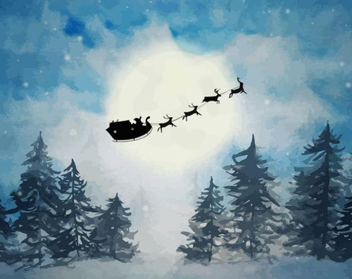peinture par numéros | Traineau de Noel | Intermédiaire, Noël, paysages | FiguredArt