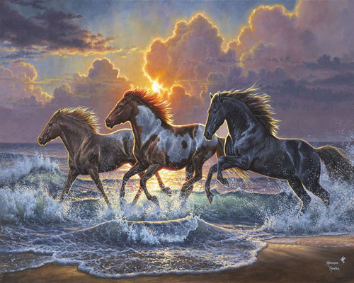 Peinture par numéros Trio de Chevaux | Figured'Art intermédiaire animaux chevaux nouveautés