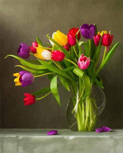 Charger l&#39;image dans la galerie, peinture par numéros | Tulipes multicolores | fleurs intermédiaire | FiguredArt