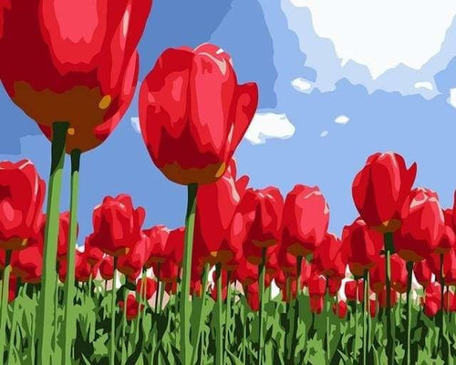 peinture par numéros | Tulipes rouges | facile fleurs | FiguredArt