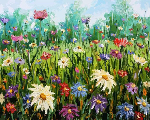 peinture par numéros | Un champ de Fleurs | Complexe, fleurs | FiguredArt