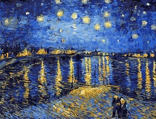 peinture par numéros | Van Gogh Nuit Etoilée sur le Rhône | complexe paysages reproduction van gogh | FiguredArt