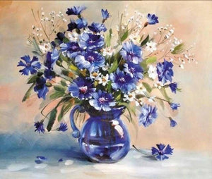 peinture par numéros | Vase bleu saphir | complexe fleurs | FiguredArt