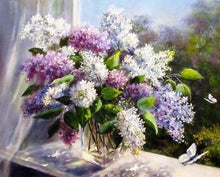 Charger l&#39;image dans la galerie, peinture par numéros | Vase de Lilas romantique | complexe fleurs | FiguredArt