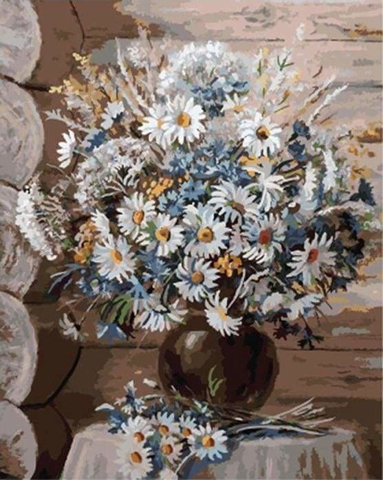 peinture par numéros | Vase de Marguerites | fleurs intermédiaire | FiguredArt