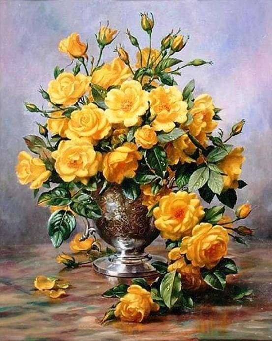 peinture par numéros | Vase et Fleurs jaunes | complexe fleurs | FiguredArt