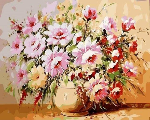 peinture par numéros | Vase jaune et joli Bouquet | fleurs intermédiaire | FiguredArt
