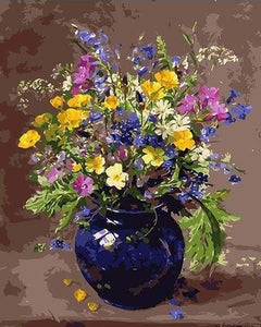 peinture par numéros | Vase plein | fleurs intermédiaire | FiguredArt