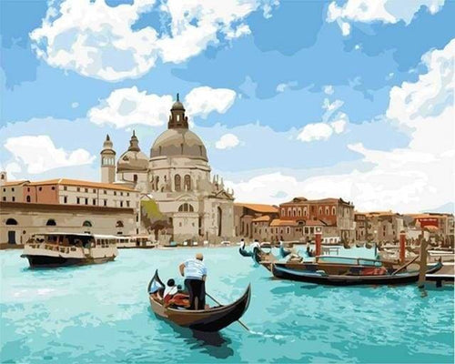 peinture par numéros | Venise Ensoleillée | bateaux intermédiaire romantique | FiguredArt