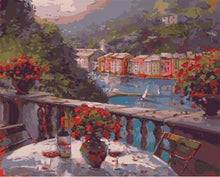 Charger l&#39;image dans la galerie, peinture par numéros | Verre de vin sur la Table | intermédiaire paysages | FiguredArt