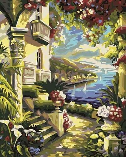 peinture par numéros | Villa près de la Mer | facile paysages | FiguredArt