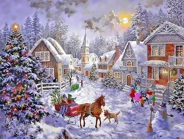 peinture par numéros | Village décoré pour Noël | complexe Noël | FiguredArt