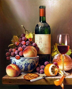 peinture par numéros | Vin et fruits | Complexe, cuisine | FiguredArt