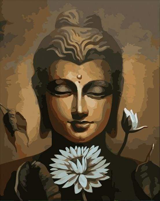 peinture par numéros | Visage de Buddha et fleur de Lotus | facile portrait religion | FiguredArt