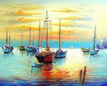 Charger l&#39;image dans la galerie, peinture par numéros | Voiliers au port | bateaux intermédiaire paysages | FiguredArt