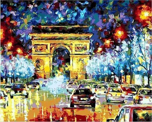 peinture par numéros | Voitures de nuit à Paris | complexe nouveautés reproduction ville | FiguredArt