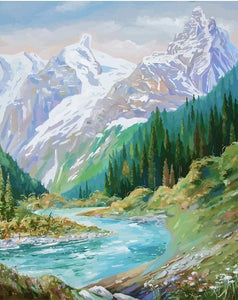 peinture par numéros | Vue du Ruisseau en Montagne | Intermédiaire, montagnes, paysages | FiguredArt