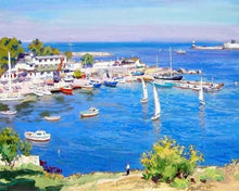 Charger l&#39;image dans la galerie, peinture par numéros | Vue dun petit Port grec | bateaux complexe paysages | FiguredArt