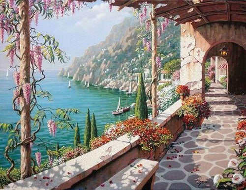 peinture par numéros | Vue Mer depuis le Patio | complexe paysages | FiguredArt