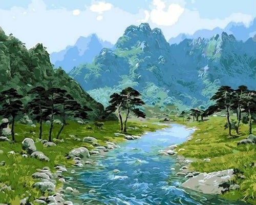 peinture par numéros | Vue sur les Montagnes | complexe montagnes paysages | FiguredArt